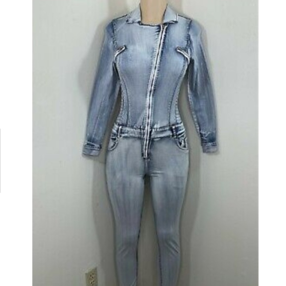 full body denim jumpsuit
